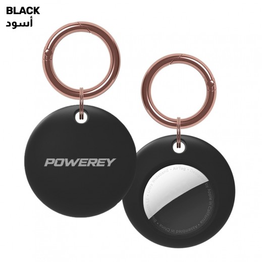 Powerey Airtag double round case BLACK - delivered by Taw9eel Fast