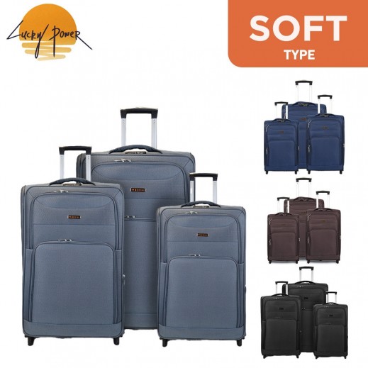 Lucky Power Fabric Luggage Trolley Set Of 3 Pieces 20”24”28” 