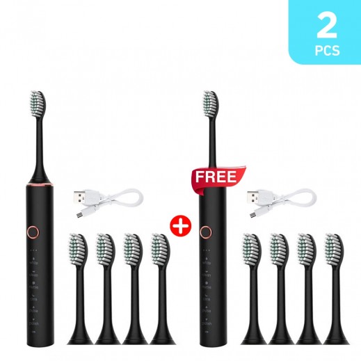 Rechargable Tooth Brush Black (1 + 1 Free) By Powerey 