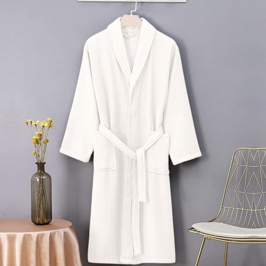 Waffle Bathrobe For Women White