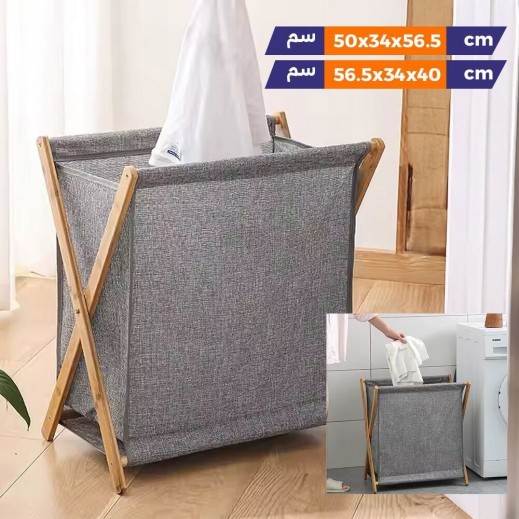 Linen Laundry Basket With Lid By Taw9eel Essentials