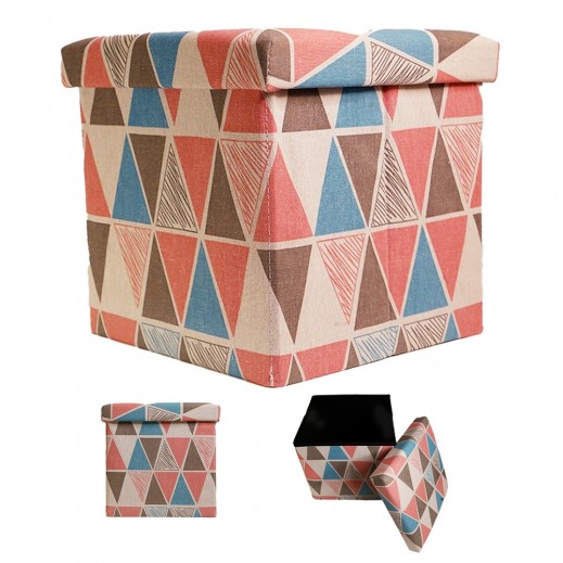 Patterned Fabric Foldable Storage Box Large By Taw9eel Essentials 38 × 38 × 76cm