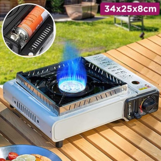 Portable Single Burner Camping Gas Stove White - 34 x 25 x 8 cm - delivered by Taw9eel Fast