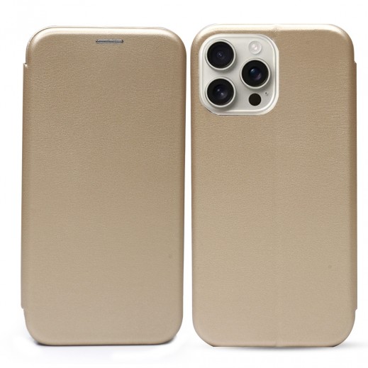 Magnet Leather Phone Case For iPhone 16 Pro Max By Powerey - Beige - delivered by Taw9eel Fast