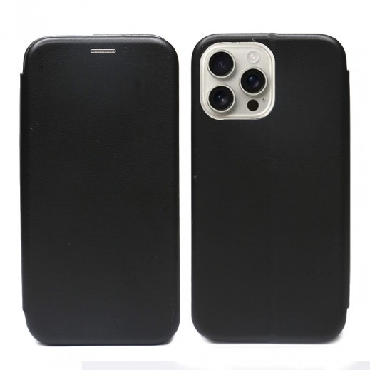 Magnet Leather Phone Case For iPhone 16 Pro Max By Powerey - Black - delivered by Taw9eel Fast