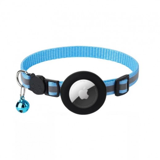 Airtag Reflective Cat Collar With Bell Blue  - delivered by Taw9eel Fast