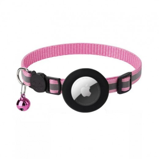 Airtag Reflective Cat Collar With Bell Pink - delivered by Taw9eel Fast