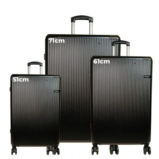 360A° Spinner Wheels Polycarbonate Hard Travel Luggage Bag - Black