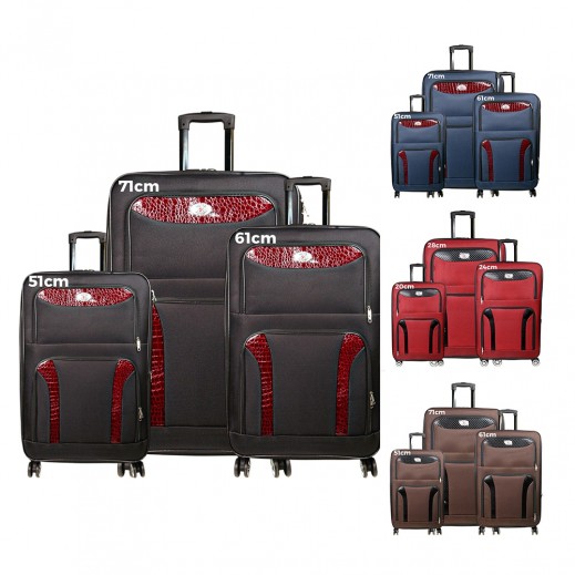 Set of 3 Spinner Wheels Soft Travel Luggage Bags - delivered by Taw9eel Fast
