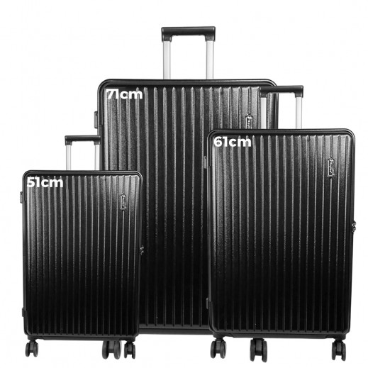 360A° Spinner Wheels Polycarbonate Hard Travel Luggage Bag - Black