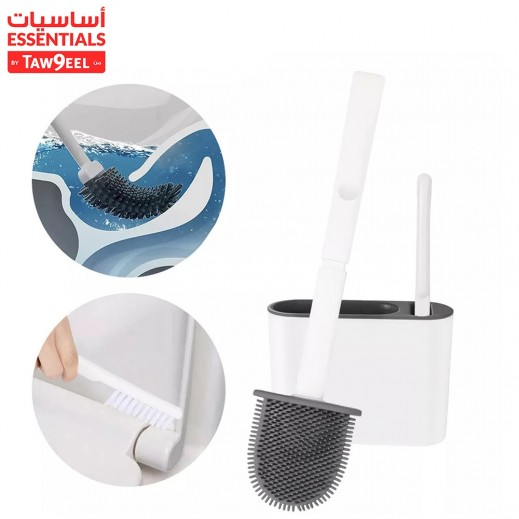 Flat Silicone Toilet Brush with Plastic Plunger - Essentials By Taw9eel - delivered by Taw9eel Fast