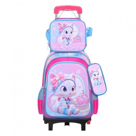 Cat Printed Backpack Trolley Set 42 × 32 × 17cm - 3 Pieces - delivered by Taw9eel Fast