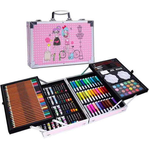 145-Pieces Art Supplies Set in Portable Aluminum Case