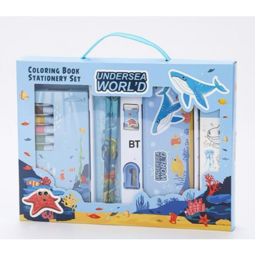 Undersea World Colouring Book Stationery Set - Blue  - delivered by Taw9eel Fast