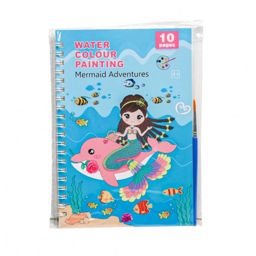 Children's Graffiti Notes Mermaid Adventures Water Color Painting Book 10 Pages - delivered by Taw9eel Fast