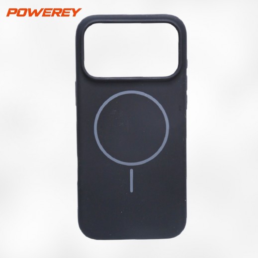 Magsafe Real Liquid Silicone Case For iPhone 17 Pro Max By Powerey - Black - delivered by Taw9eel Fast