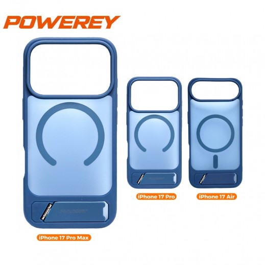 Magsafe Frosted Case with Stand For iPhone By Powerey - Blue