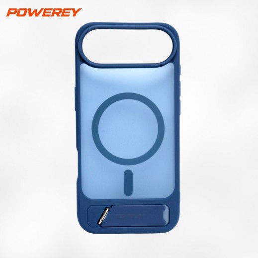 Magsafe Frosted Case with Stand For iPhone 17 Air By Powerey - Blue - delivered by Taw9eel Fast