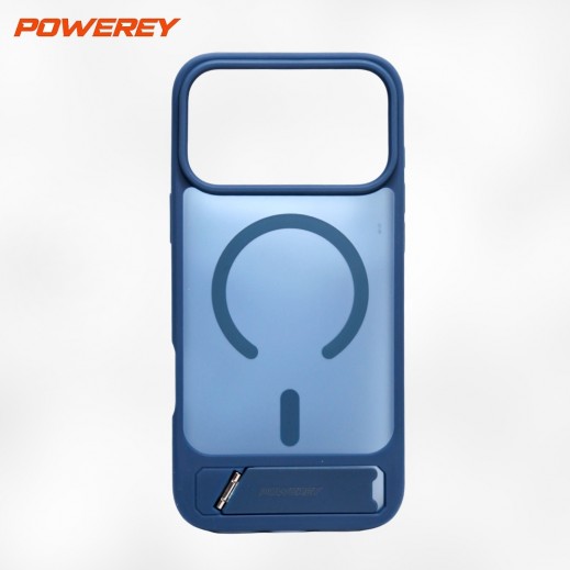 Magsafe Frosted Case with Stand For iPhone 17 Pro By Powerey - Blue - delivered by Taw9eel Fast