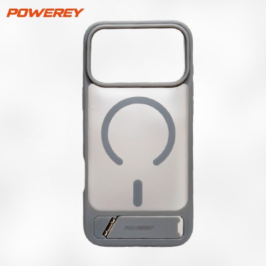 Magsafe Frosted Case with Stand For iPhone 17 Pro Max By Powerey - Grey - delivered by Taw9eel Fast