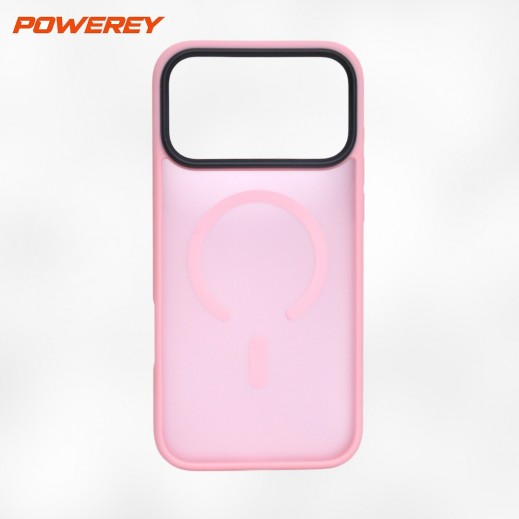 High End Frosted PC + TPU Shockproof Magsafe Case For iPhone 17 Pro Max By Powerey - Pink - delivered by Taw9eel Fast