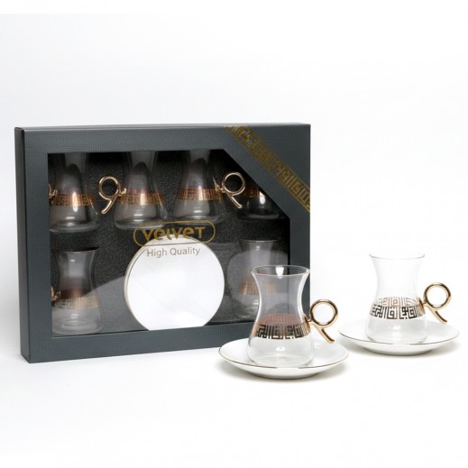 Set of 6 Tea Cups with 6 Saucers 150ml - delivered by Taw9eel Fast