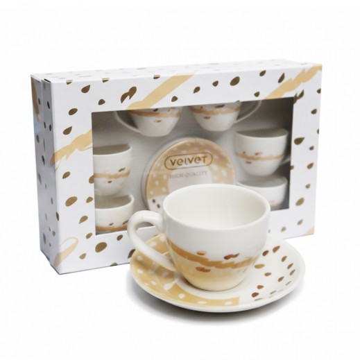 Set of 6 Tea Cups with 6 Saucers 90ml