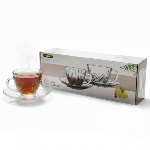 Set of 6 Tea Cups with 6 Saucers 210ml