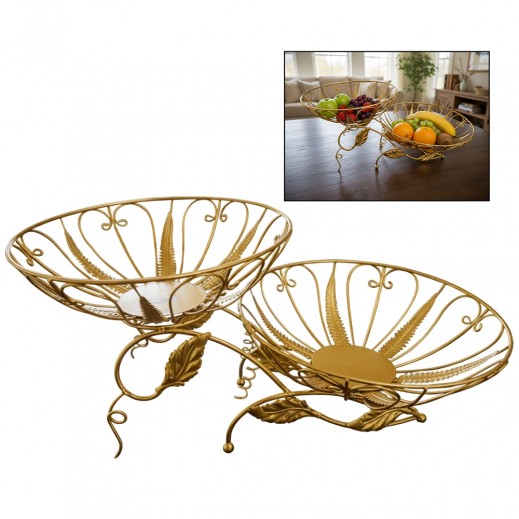 Metal Fruits Basket 2 Tiers - delivered by Taw9eel Fast
