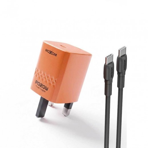 PD 20W Charger with Type-C to Type-C Cable By Moxom - delivered by Taw9eel Fast