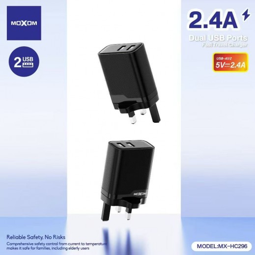 Lightning Travel Charger 2.4A By Moxom 