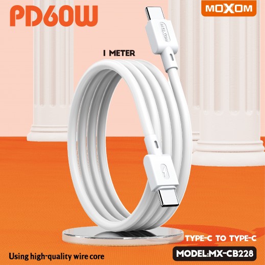 PD 60W Type-C To Type-C PVC Fast Data Cable by Moxom - delivered by Taw9eel Fast