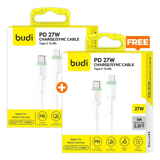 27W Type-C To Lightning Cable 1m By Budi 1+1 Free