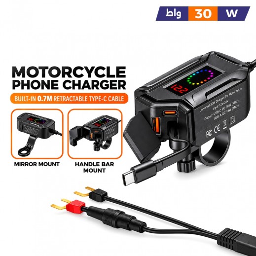 30W Type-C Retractable Phone Fast Charger Cable 0.7m by Bavin