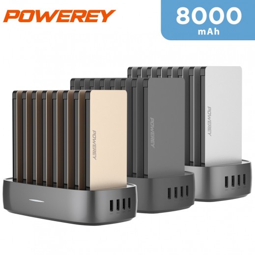 Powerey 8 in 1 Power Station 8000mAh with Built-In Cable 
