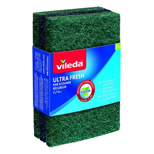 Vileda ULTRA FRESH Pan Scourer Anti-bacterial - Pack 3 Pieces