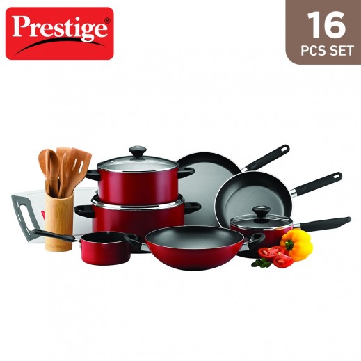 Prestige Aluminum Classique Non-Stick Cooking Pot Set - 16 Pieces