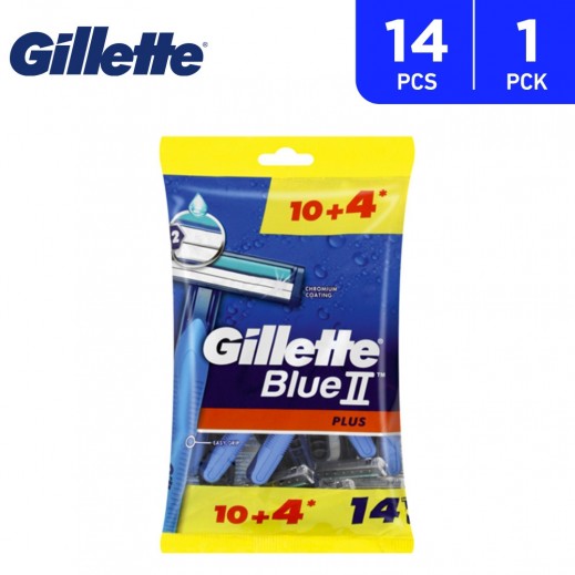 Gillette Blue II Plus Disposable Razor 10 + 4 Free - delivered by Taw9eel Fast