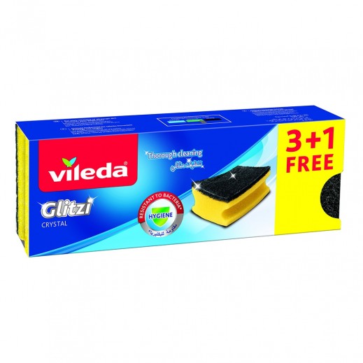 Vileda Glitzi High Foam Scourer 3+1Pcs