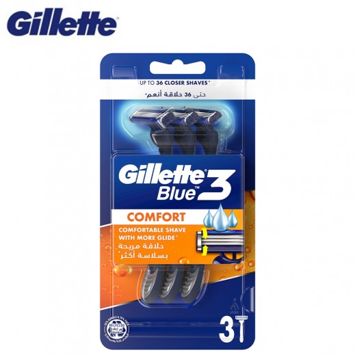 Gillette Blue3 Comfort Men's Disposable Razors - 3 Count - delivered by Taw9eel Fast