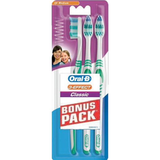 Oral-B Toothbrush Classic 40 Medium - 2+1 Free - delivered by Taw9eel Fast