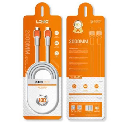 Ldnio 100W Super Fast Type-C to Type-C Charging & Data Cable 2 m - delivered by Taw9eel Fast