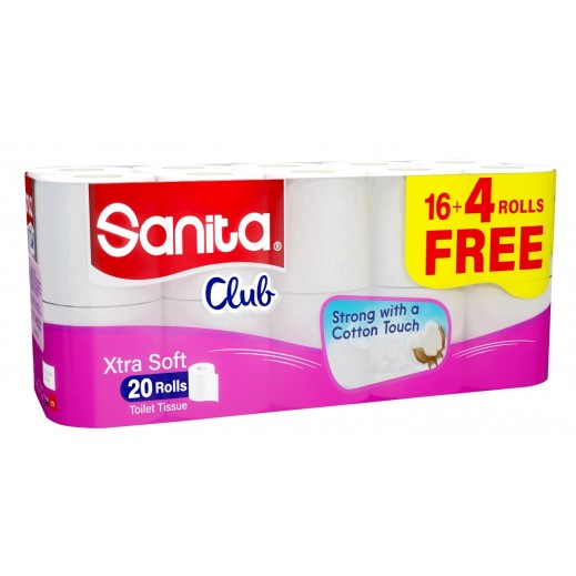 Sanita Club Toilet Paper 200 Sheets - 16 + 4 Rolls - delivered by Taw9eel Fast