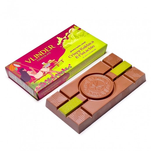 Dubai Trendy Habba Crispy Baklava & Pistachio Chocolate Bar by Vlinder 240 g - delivered by Taw9eel Fast