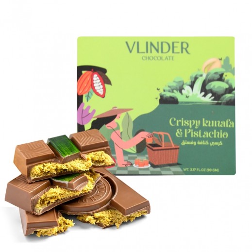 Dubai Trendy Habba Small Crispy Kunafa & Pistachio Chocolate Bar by Vlinder 90 g - delivered by Taw9eel Fast