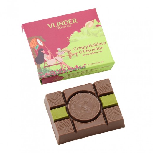 Dubai Trendy Habba Small Crispy Baklava & Pistachio Chocolate Bar by Vlinder 90 g - delivered by Taw9eel Fast