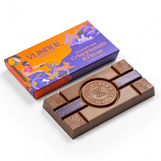 Dubai Trendy Habba Crispy Kunafa & Pecan Chocolate Bar by Vlinder 240 g - delivered by Taw9eel Fast