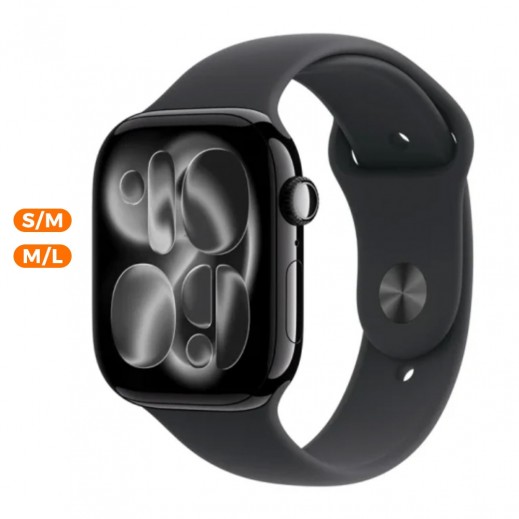 Apple Watch Series 11 GPS 46mm Jet Black Aluminum Case with Black Sport Band  - delivered by Taw9eel within 2 Business Days