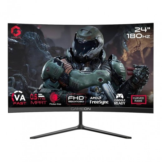 GameOn 24" FHD 180Hz MPRT 0.5ms HDMI 2.1 VA Panel Curved Gaming Monitor - GOC24F180VA - delivered by Taw9eel within 2 Business Days