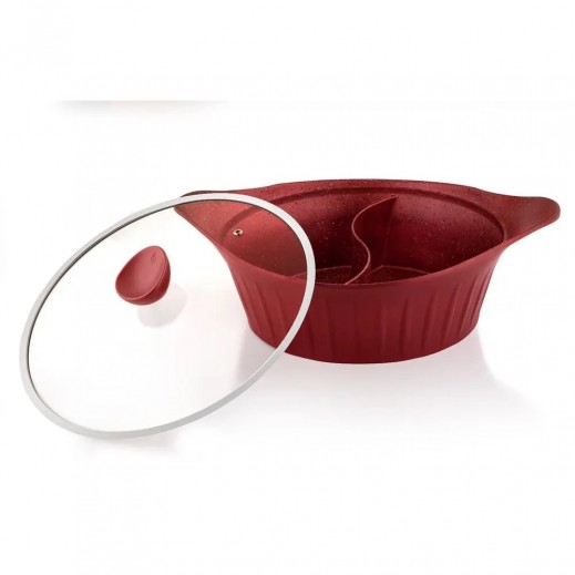 Tashan Granite Divided Casserole With Lid Red - 32cm